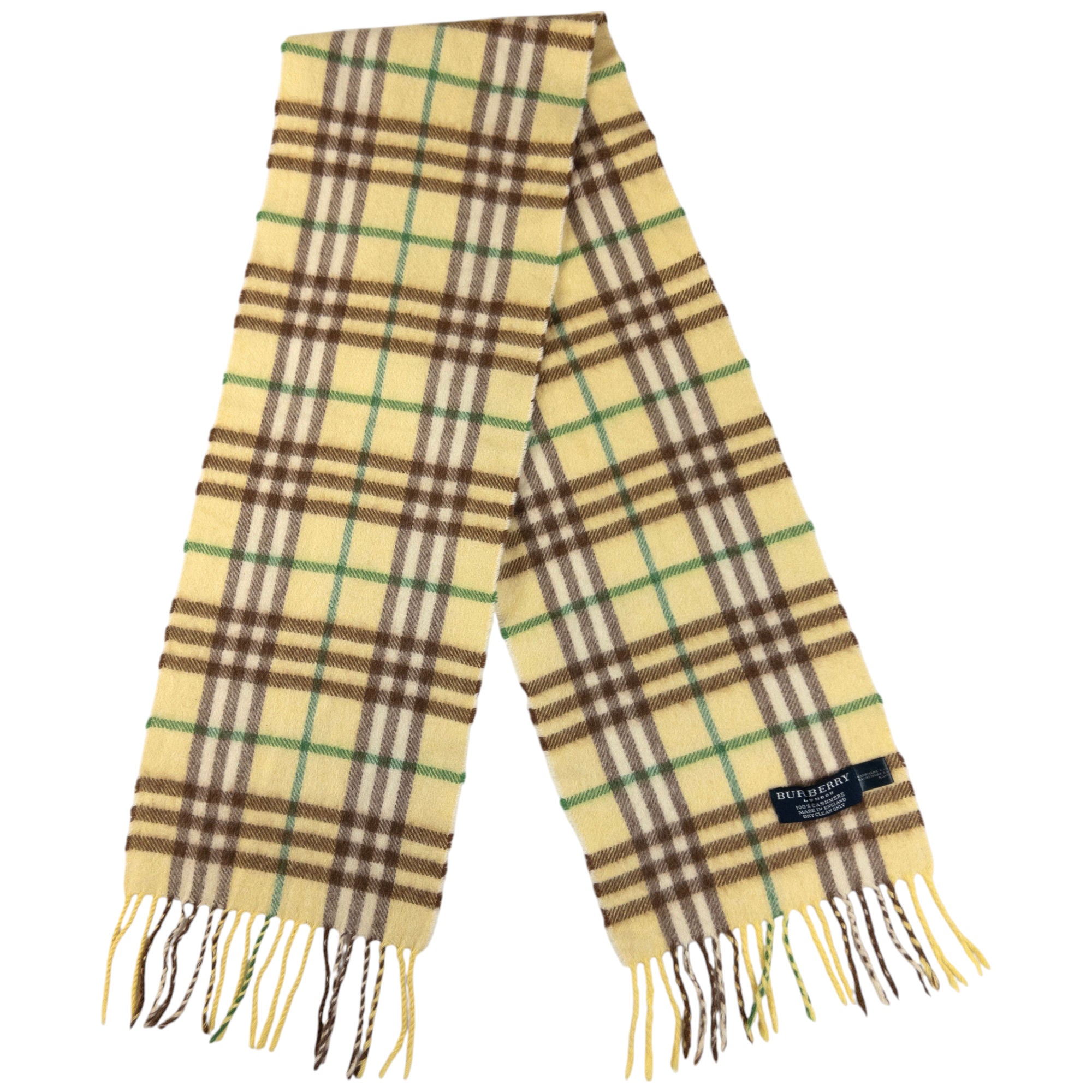 Vintage Burberry Nova Check Cashmere Tassel Scarf