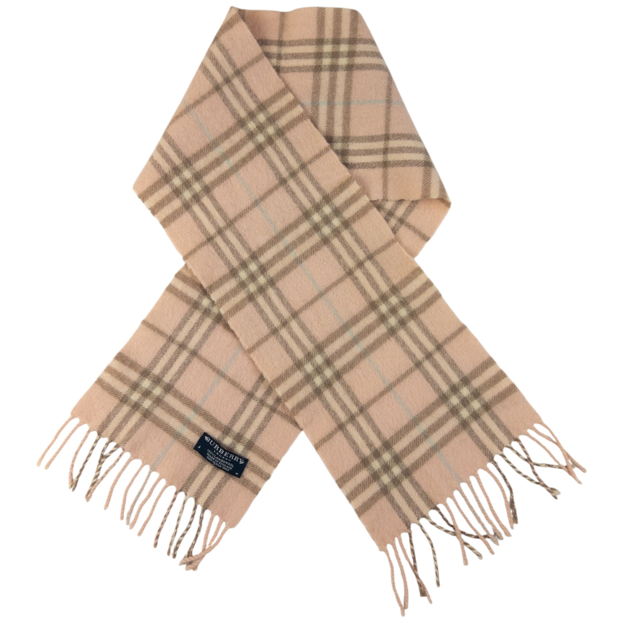 Vintage Burberry Nova Check Lambswool Tassel Scarf