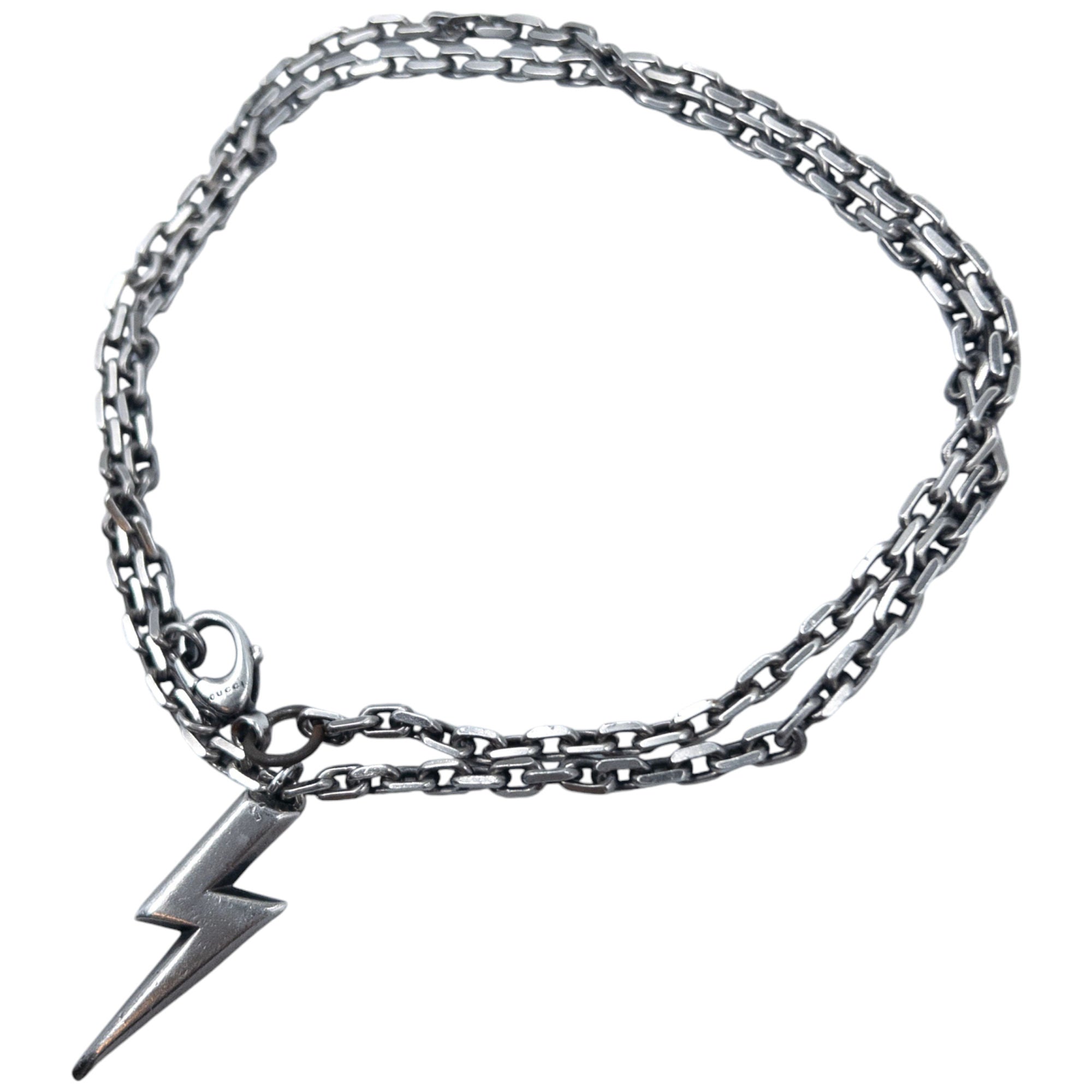 Vintage Gucci Silver Lightening Bolt Chain Necklace