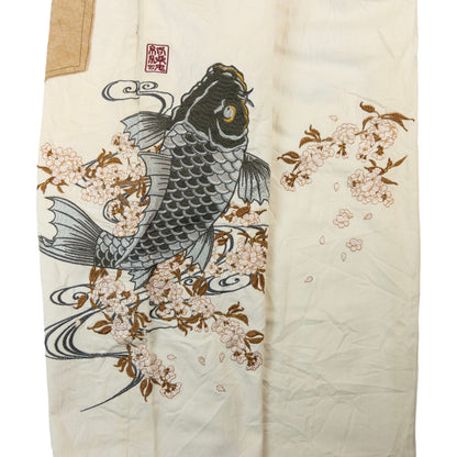 Vintage Karakuri Tamashii Embroidered Blossom Fish Japanese Denim Jeans Size W38