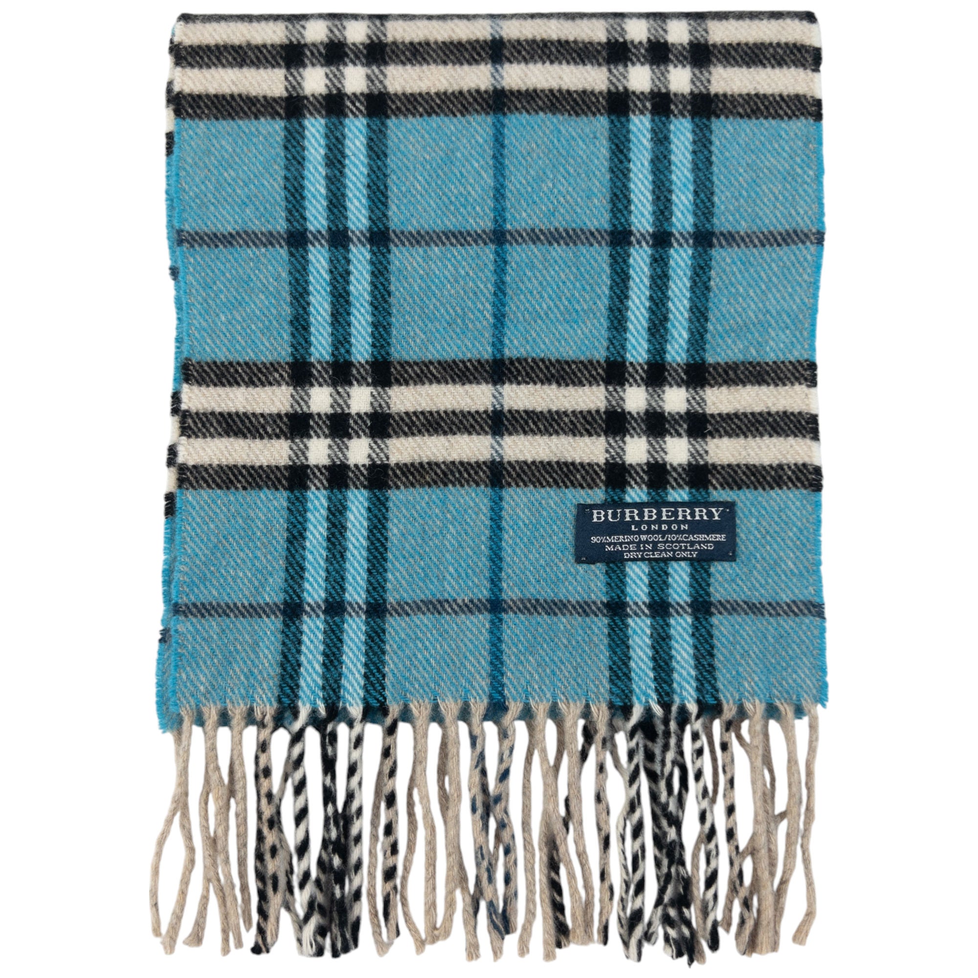 Vintage Burberry Nova Check Cashmere Tassel Scarf