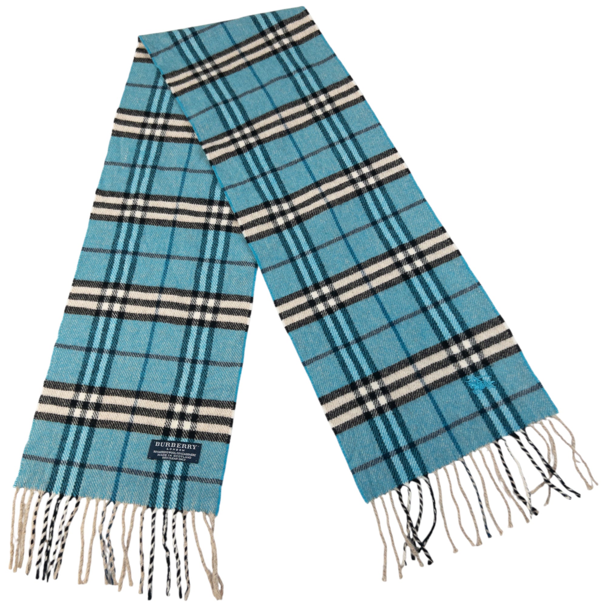 Vintage Burberry Nova Check Cashmere Tassel Scarf