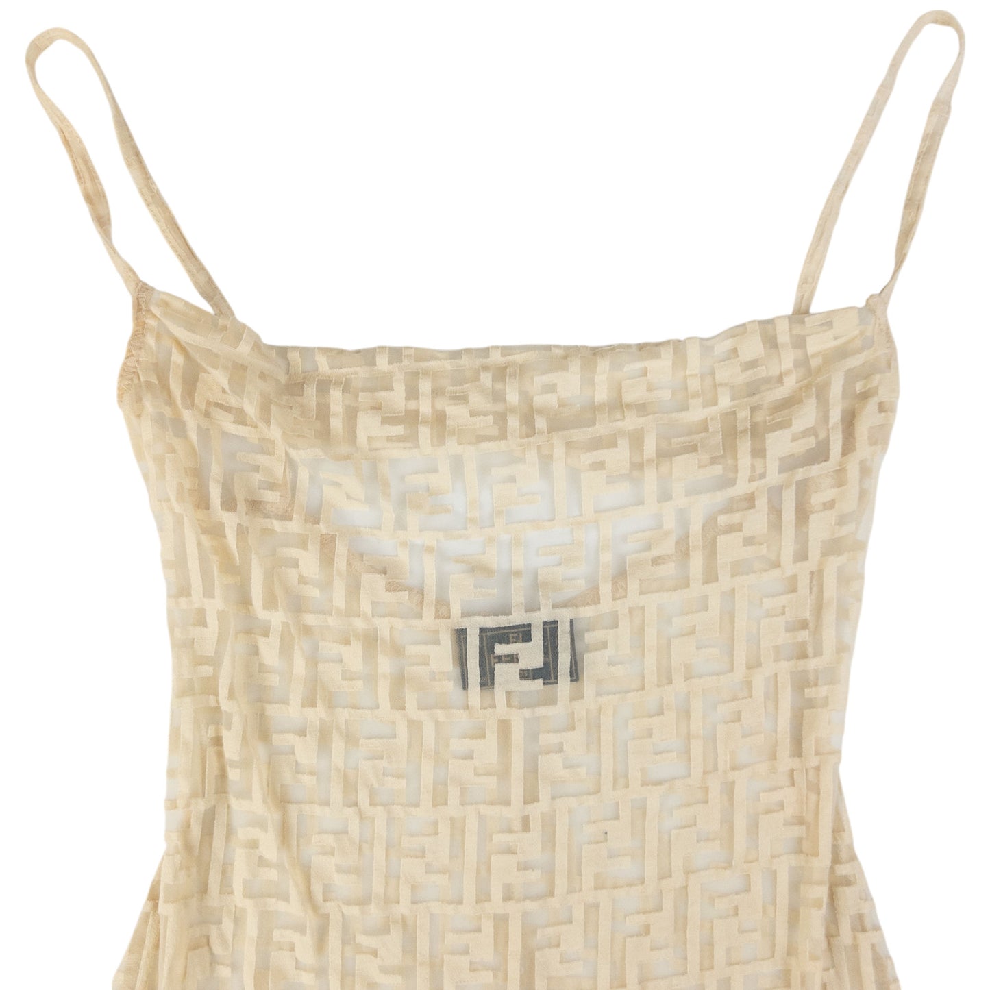 Vintage Fendi Monogram Stretch Sheer Dress Women's Size M