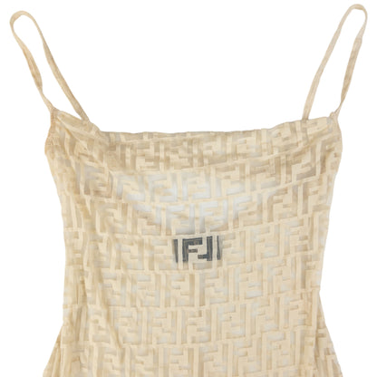 Vintage Fendi Monogram Stretch Sheer Dress Women's Size M