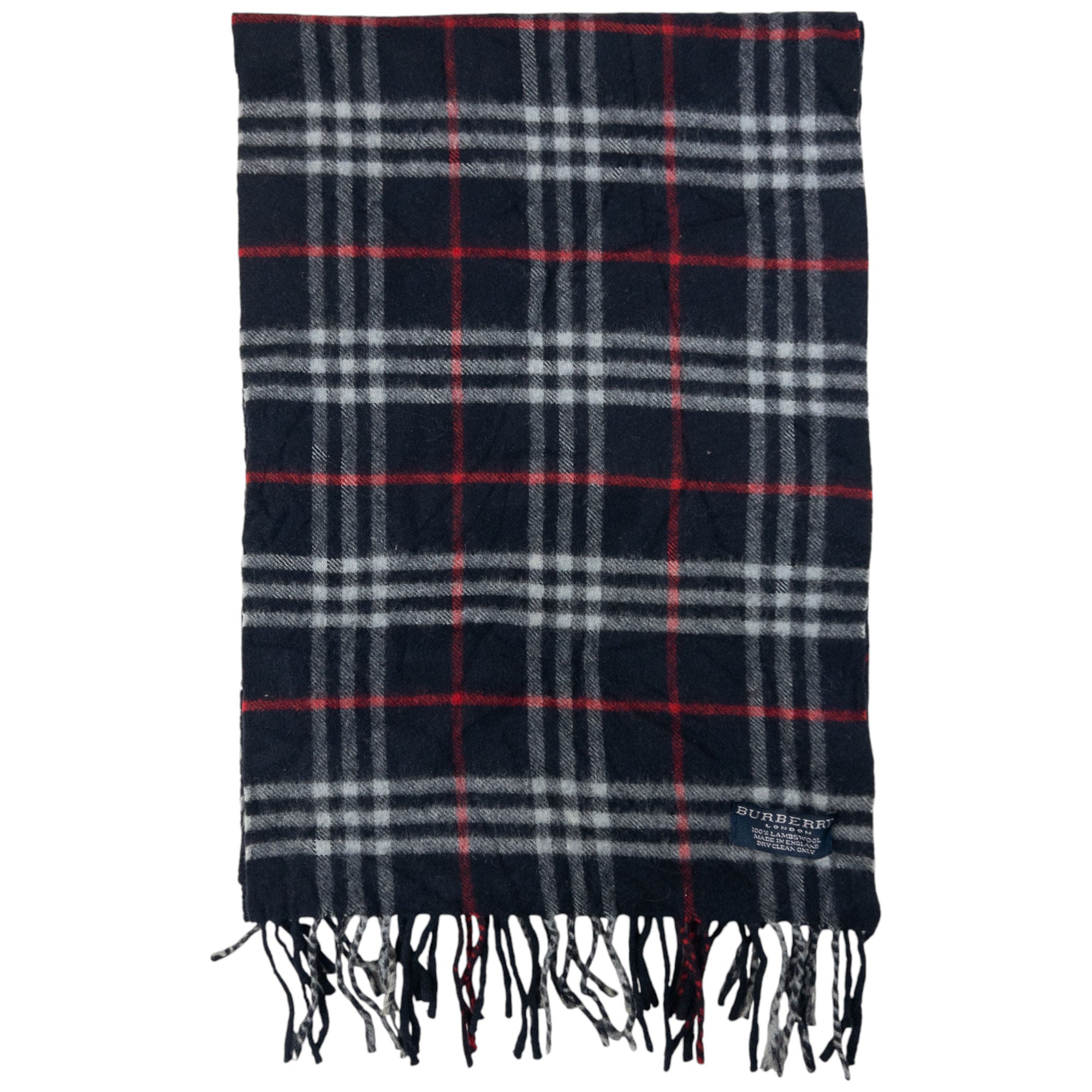 Vintage Burberry Nova Check Lambswool Tassel Scarf