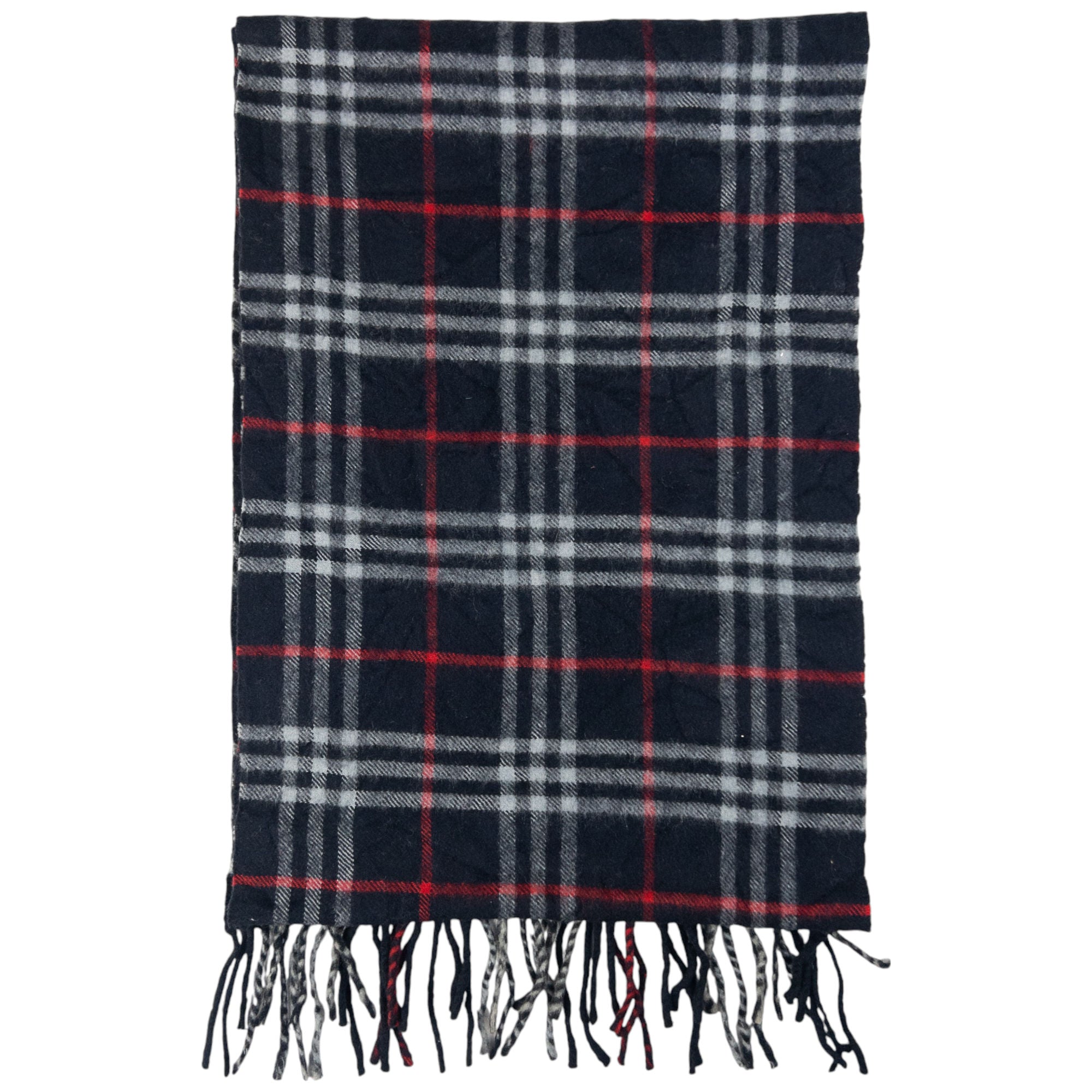 Vintage Burberry Nova Check Lambswool Tassel Scarf