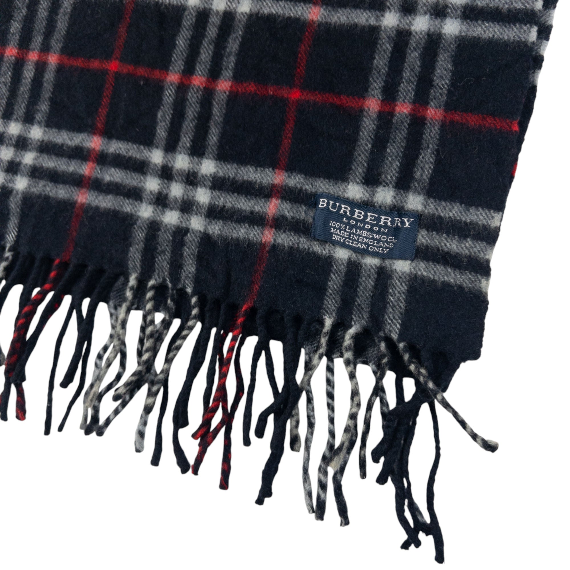 Vintage Burberry Nova Check Lambswool Tassel Scarf