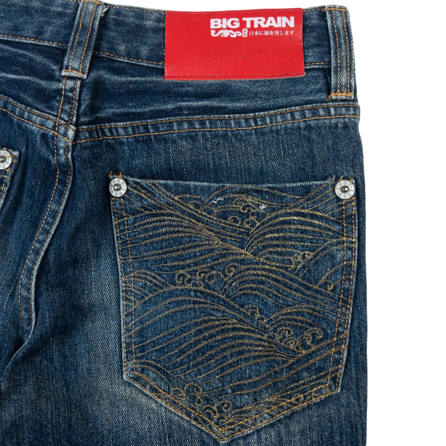 Vintage Big Train Japanese Wave Embroidered Denim Jeans Size W28