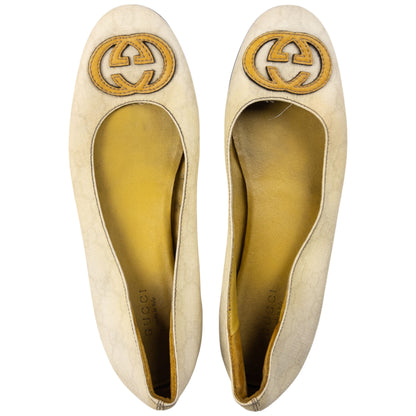 Vintage Gucci Monogram Ballet Flat Shoes Womens Size UK 7.5