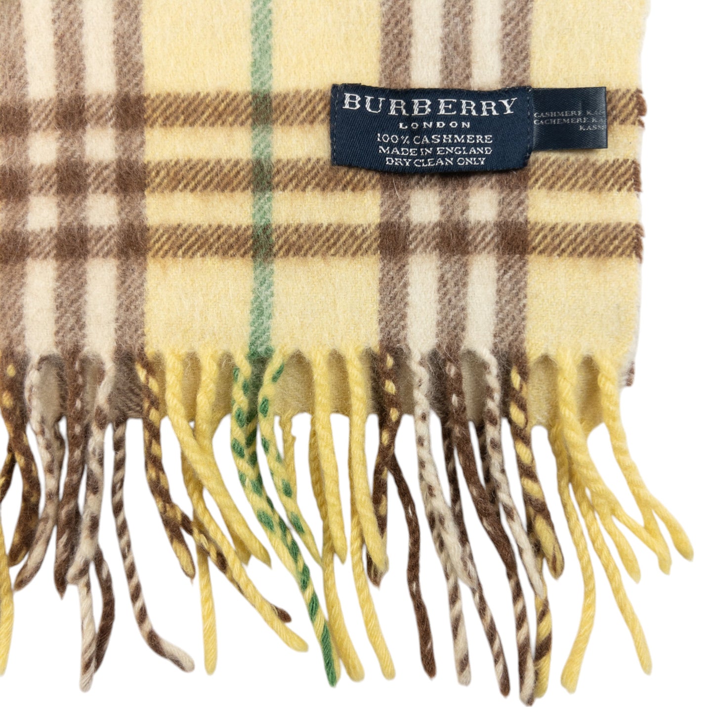 Vintage Burberry Nova Check Cashmere Tassel Scarf