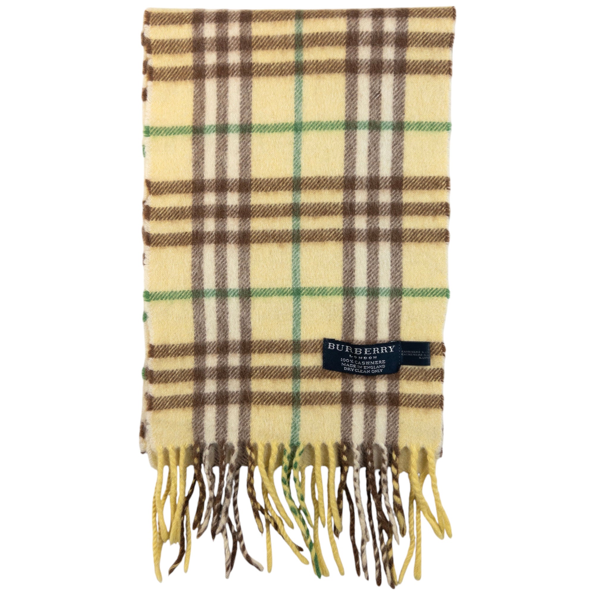 Vintage Burberry Nova Check Cashmere Tassel Scarf