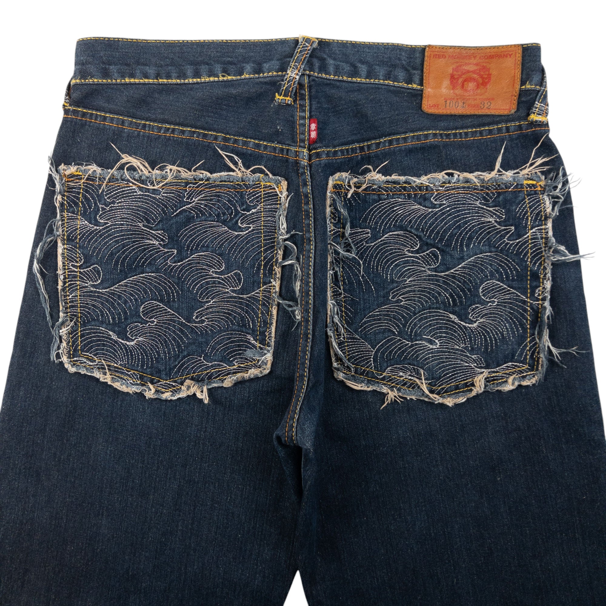 Vintage RMC Red Monkey Company Embroidered Wave Japanese Denim Jeans Size W31