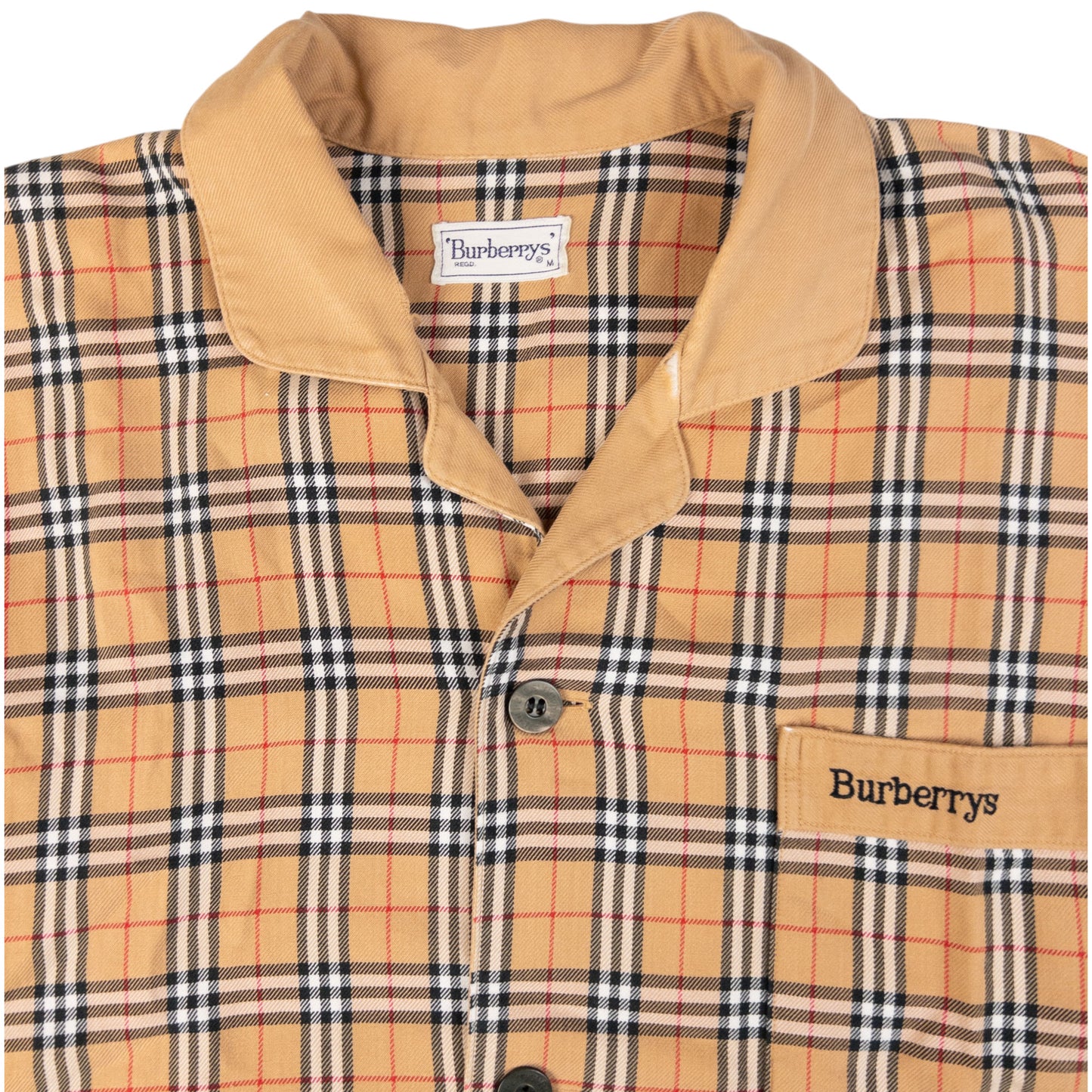 Vintage Burberry Nova Check Long Sleeve Button Up Pyjama Shirt Size M