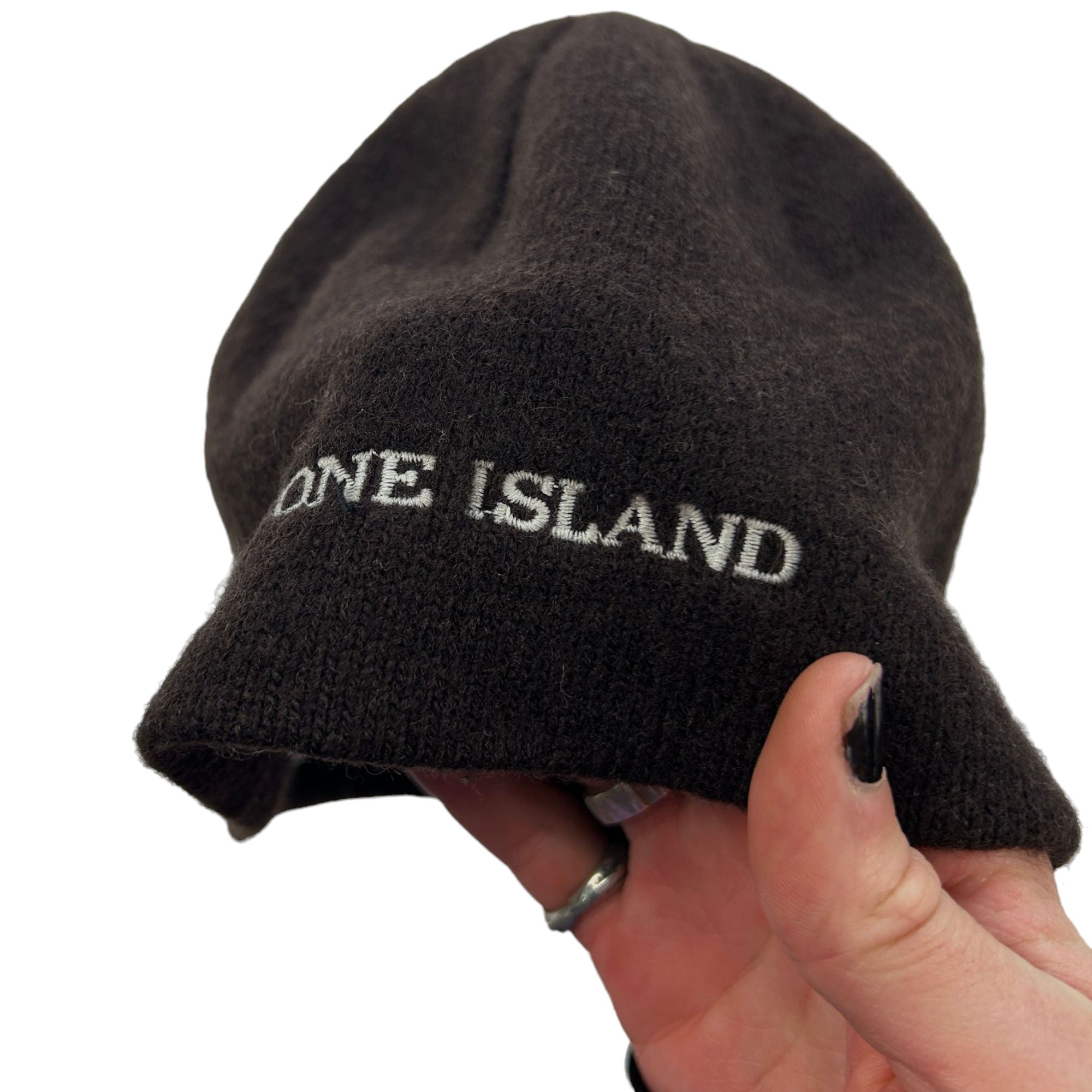 Vintage Stone Island Black Beanie Hat Streetwear Secondhand Second Wave Vintage second wave vintage store