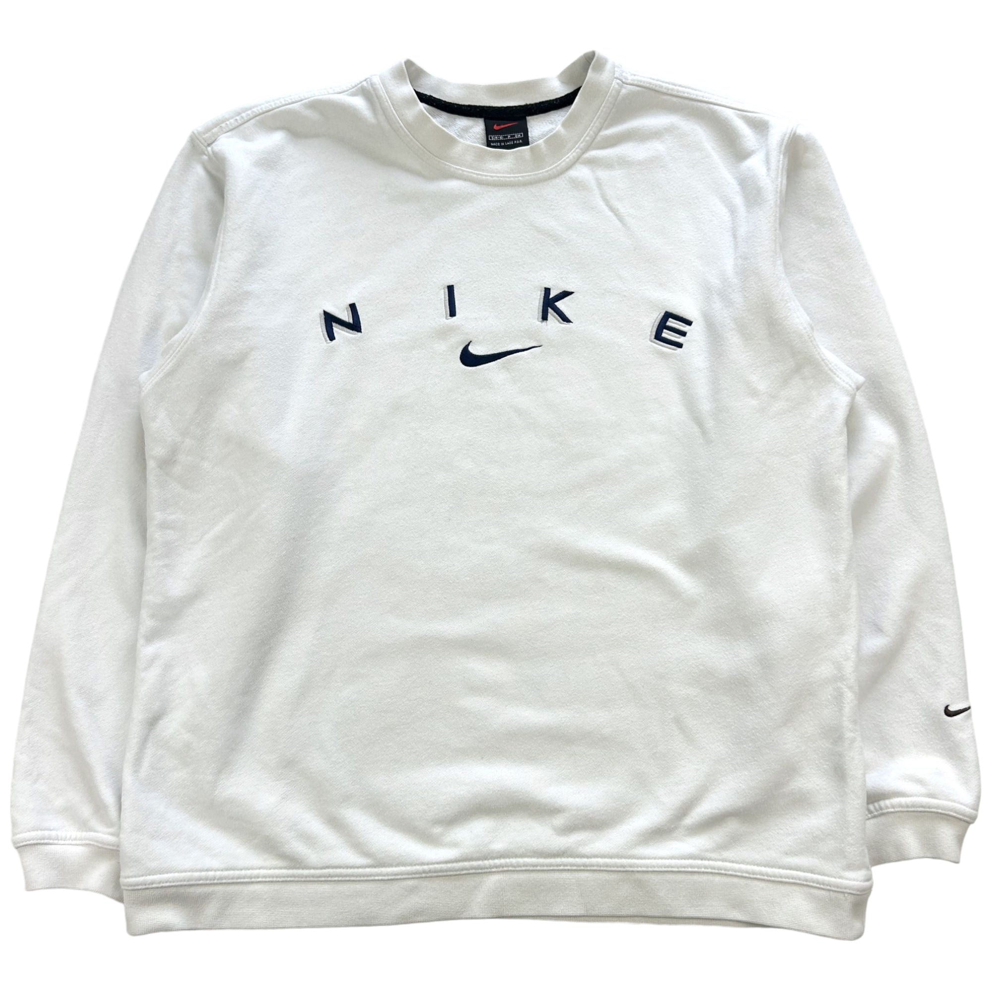 Nike Crewneck Sweatshirt White Embroidered Small 80 Cotton Second Wave Vintage second wave vintage store