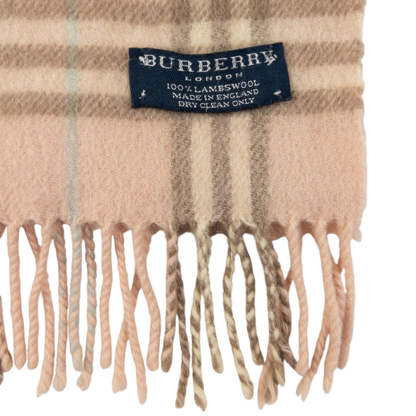 Vintage Burberry Nova Check Lambswool Tassel Scarf