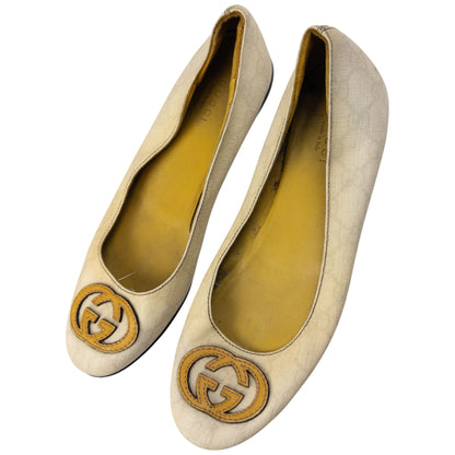 Vintage Gucci Monogram Ballet Flat Shoes Womens Size UK 7.5