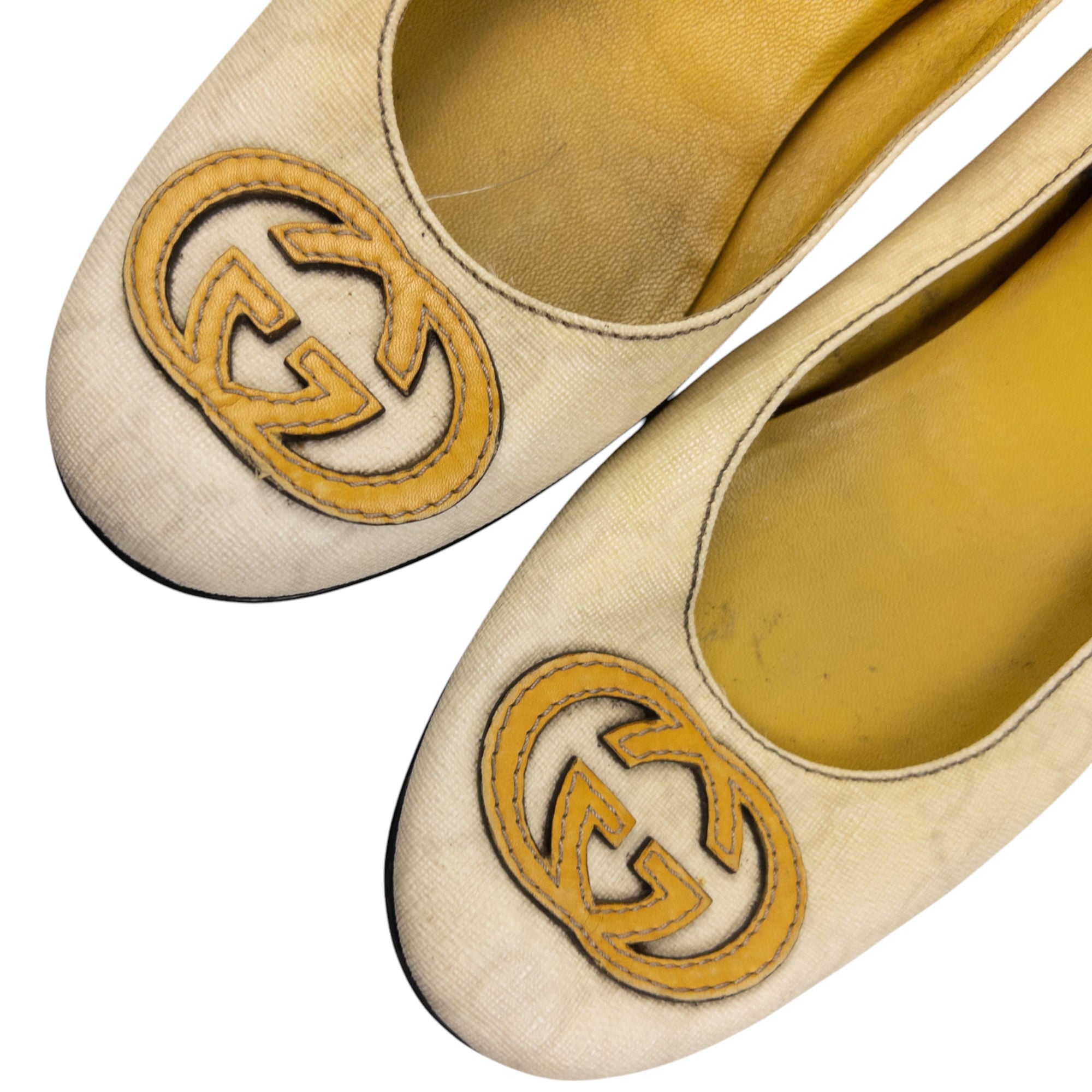 Vintage Gucci Monogram Ballet Flat Shoes Womens Size UK 7.5