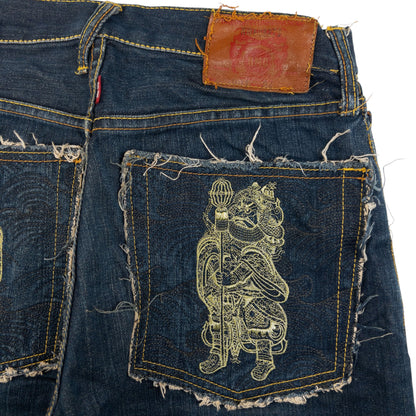 Vintage RMC Red Monkey Company Embroidered Golden God Japanese Denim Jeans Size W28