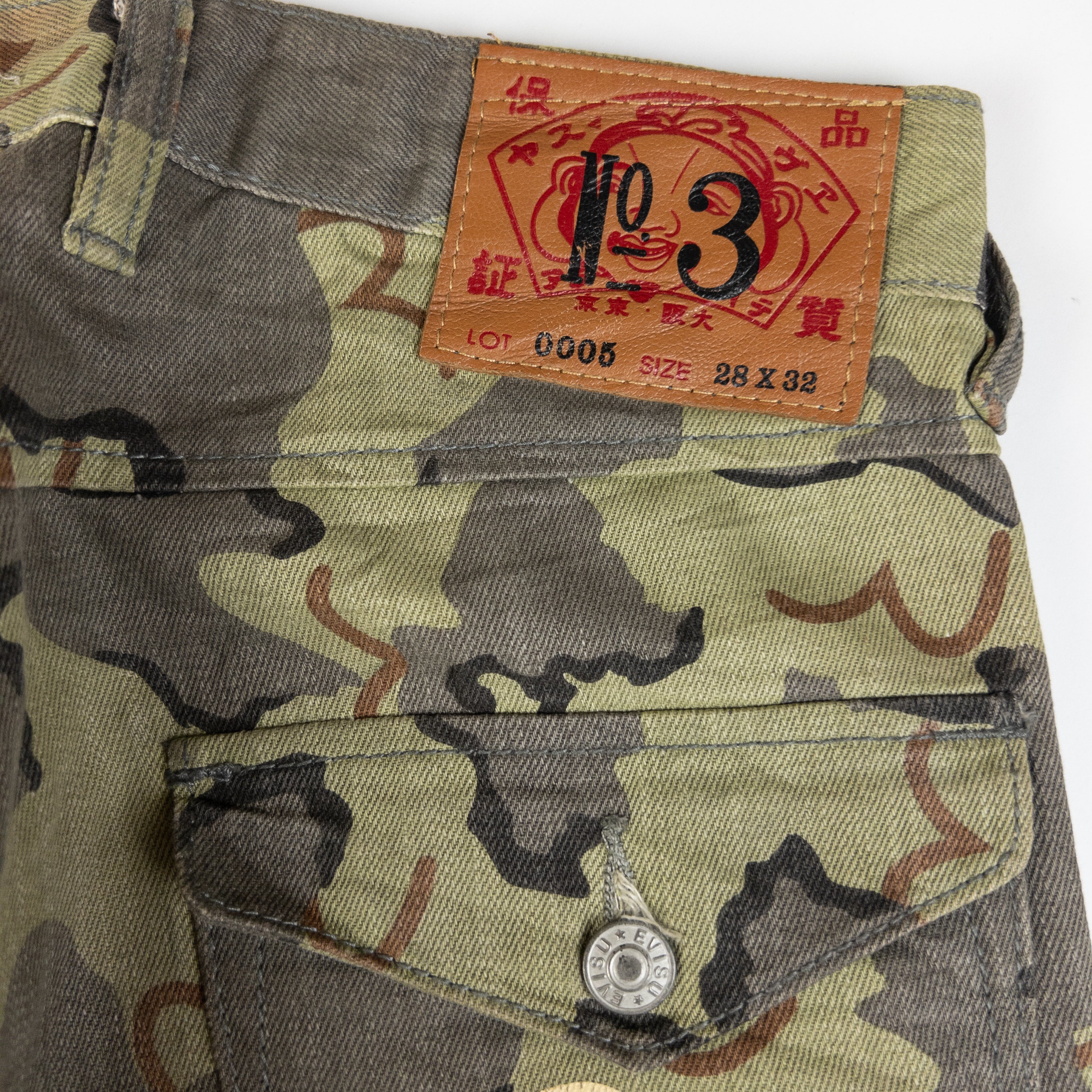 Vintage Evisu Multi Pocket Camo Gull Japanese Denim Jeans Size W28