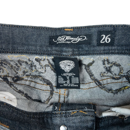 Vintage Ed Hardy Rhinestone Embroidered Skinny Jeans Size W29