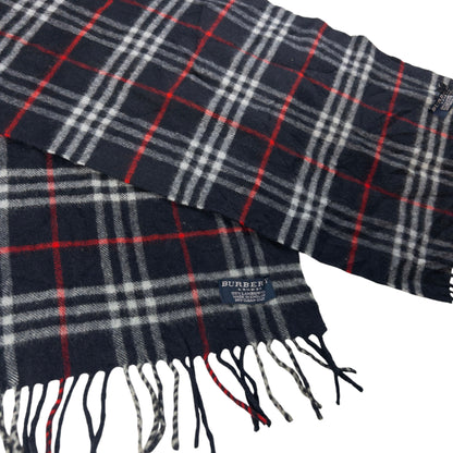 Vintage Burberry Nova Check Lambswool Tassel Scarf