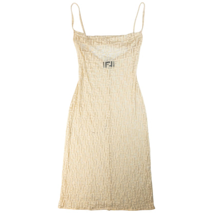 Vintage Fendi Monogram Stretch Sheer Dress Women's Size M