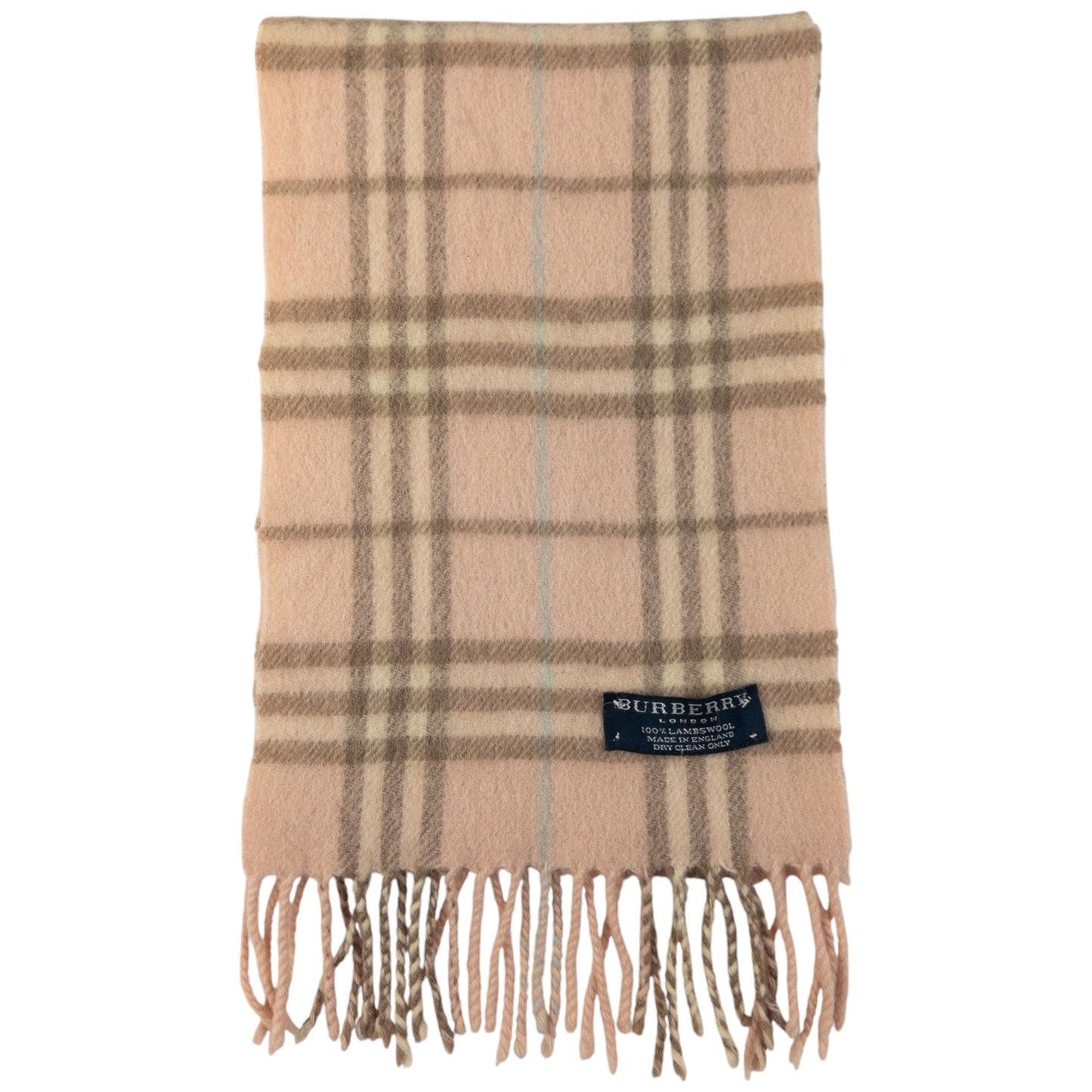 Vintage Burberry Nova Check Lambswool Tassel Scarf