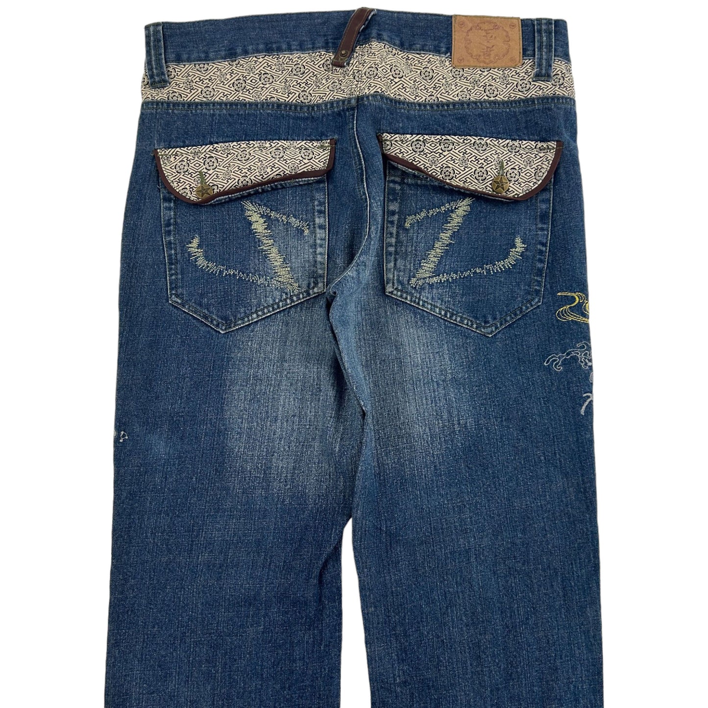 Vintage Koi Fish Japanese Denim Jeans Size W34