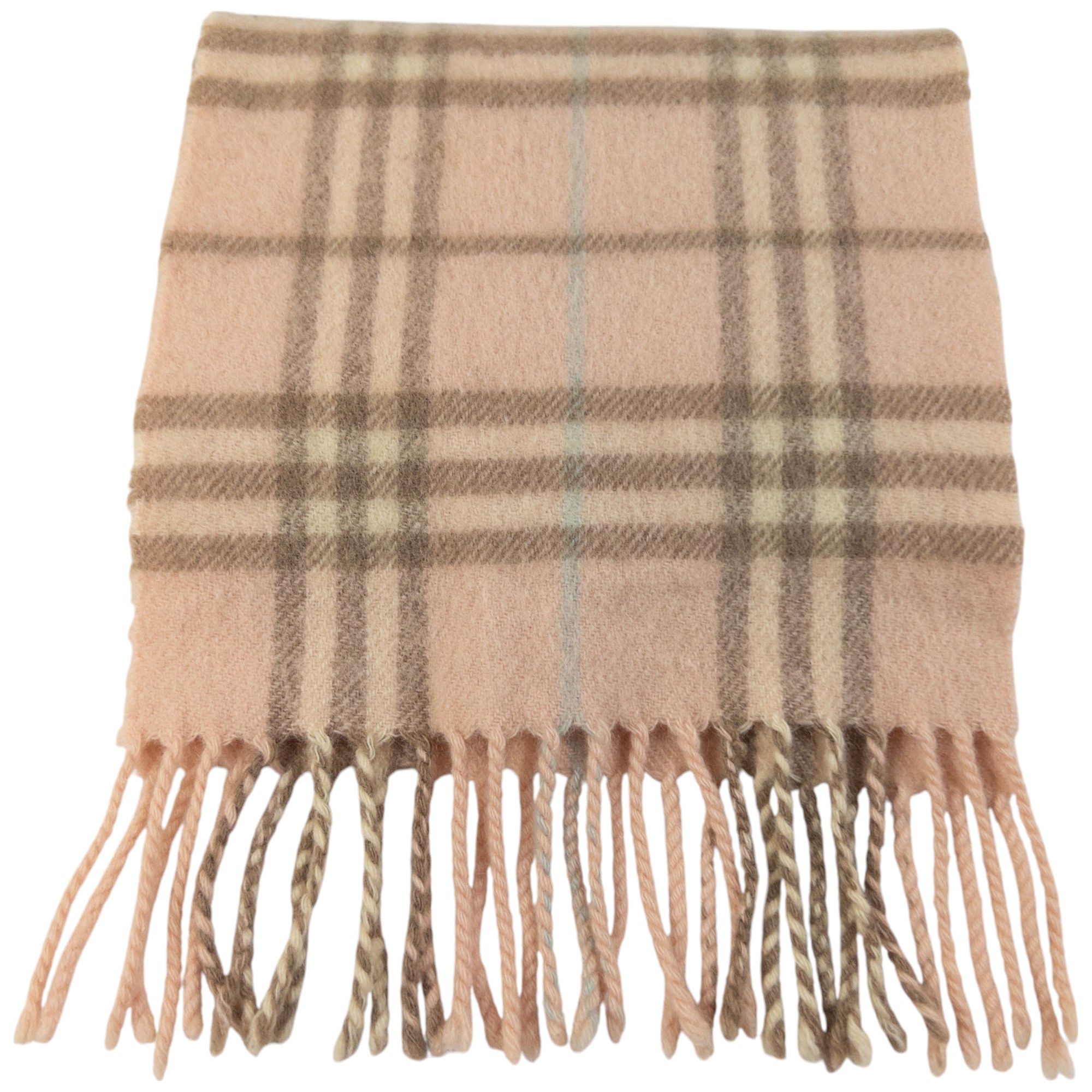 Vintage Burberry Nova Check Lambswool Tassel Scarf