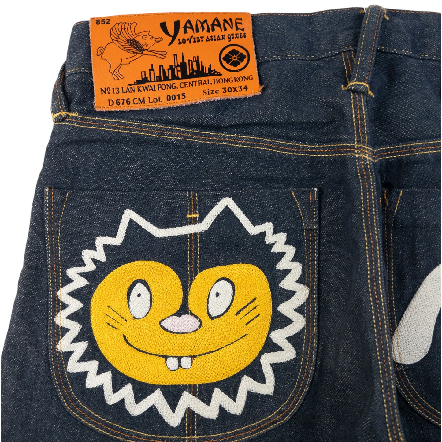 Vintage Yamane Evisu Embroidered Cat & Gull Japanese Denim Jeans Size W29