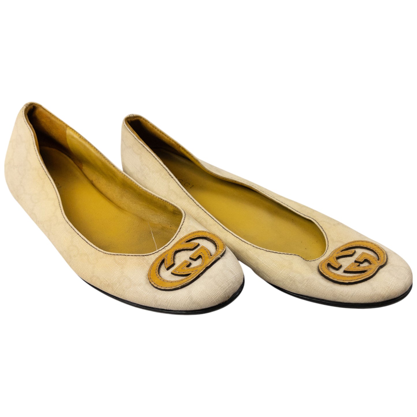 Vintage Gucci Monogram Ballet Flat Shoes Womens Size UK 7.5