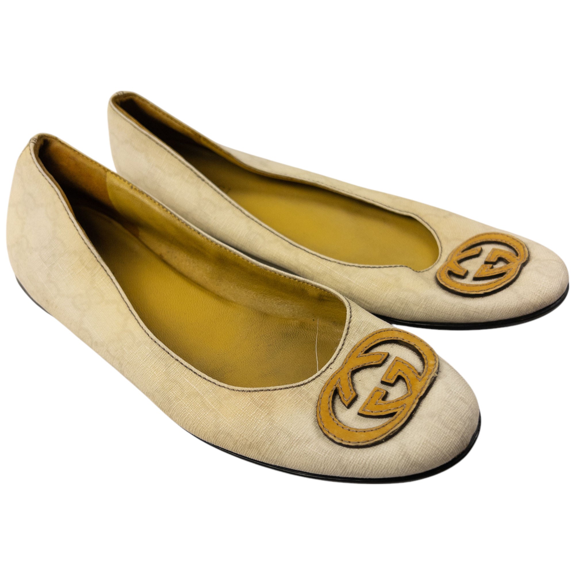 Vintage Gucci Monogram Ballet Flat Shoes Womens Size UK 7.5