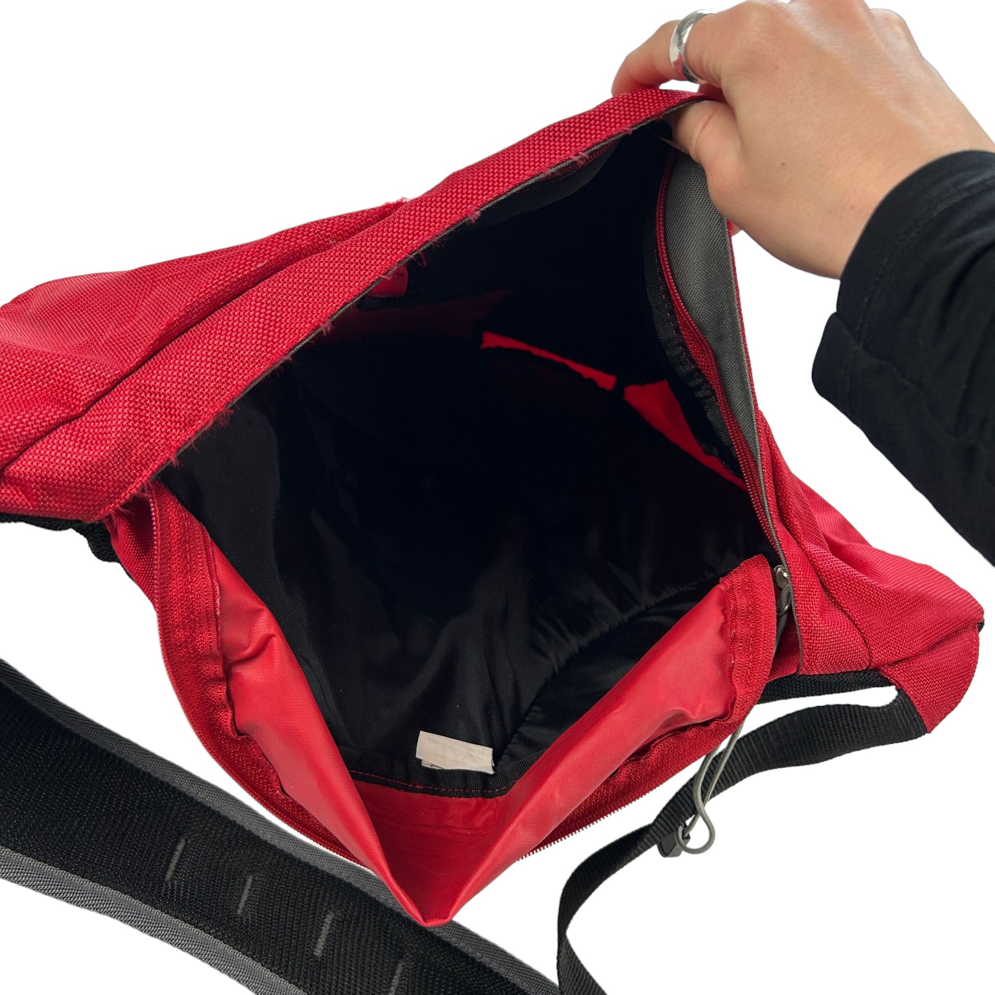 Vintage Technical Red Logo Sling Bag Polyester Y2K Streetwear 