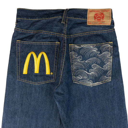 Vintage RMC Red Monkey Company X Mcdonalds Embroidered Denim Jeans Size W28