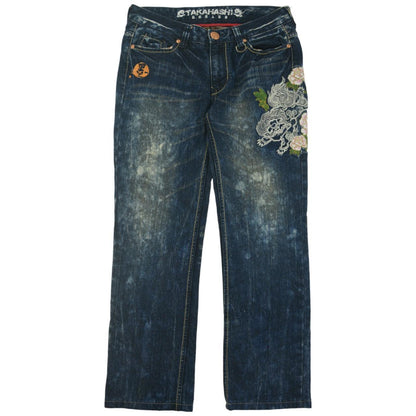 Vintage Flowers Big Train Japanese Denim Jeans Size W31