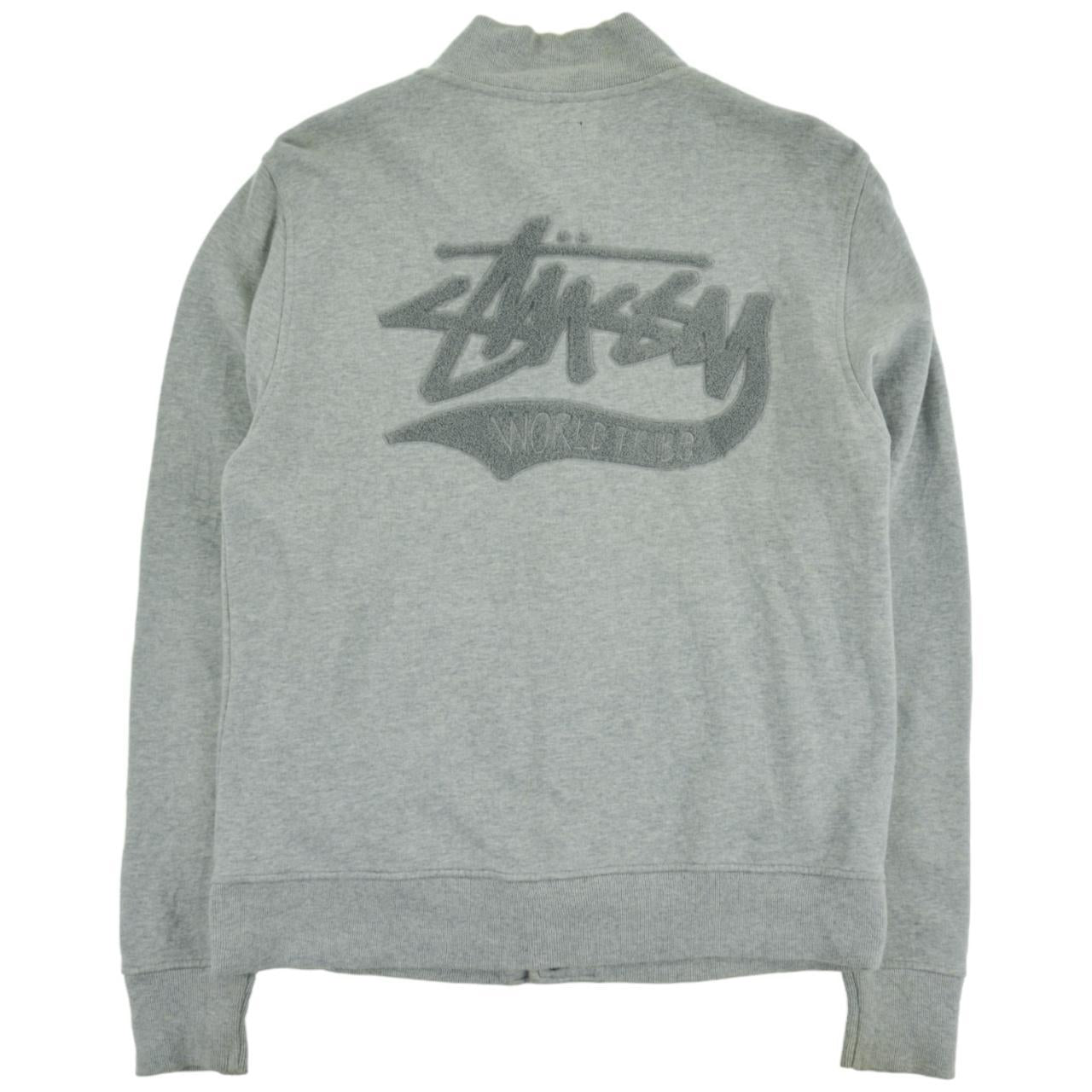 Vintage Stussy Dark Gray Monogram Print Stucci Hoodie Sweatshirt