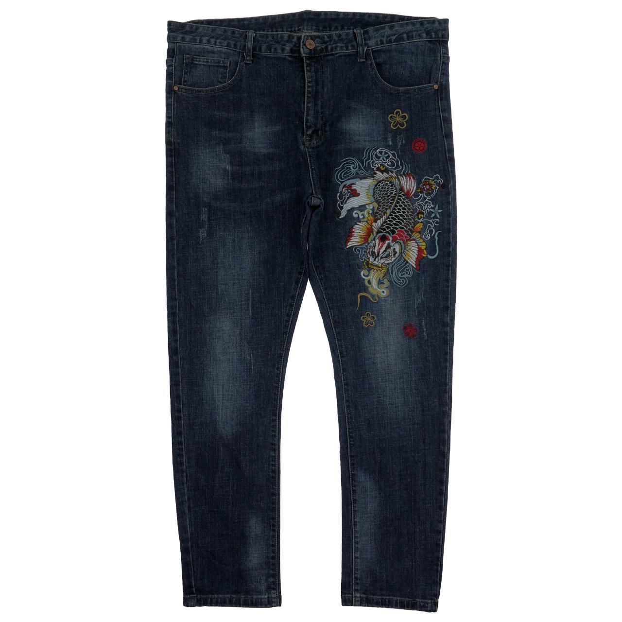 Vintage Koi Fish Japanese Denim Jeans W38 - second wave vintage store