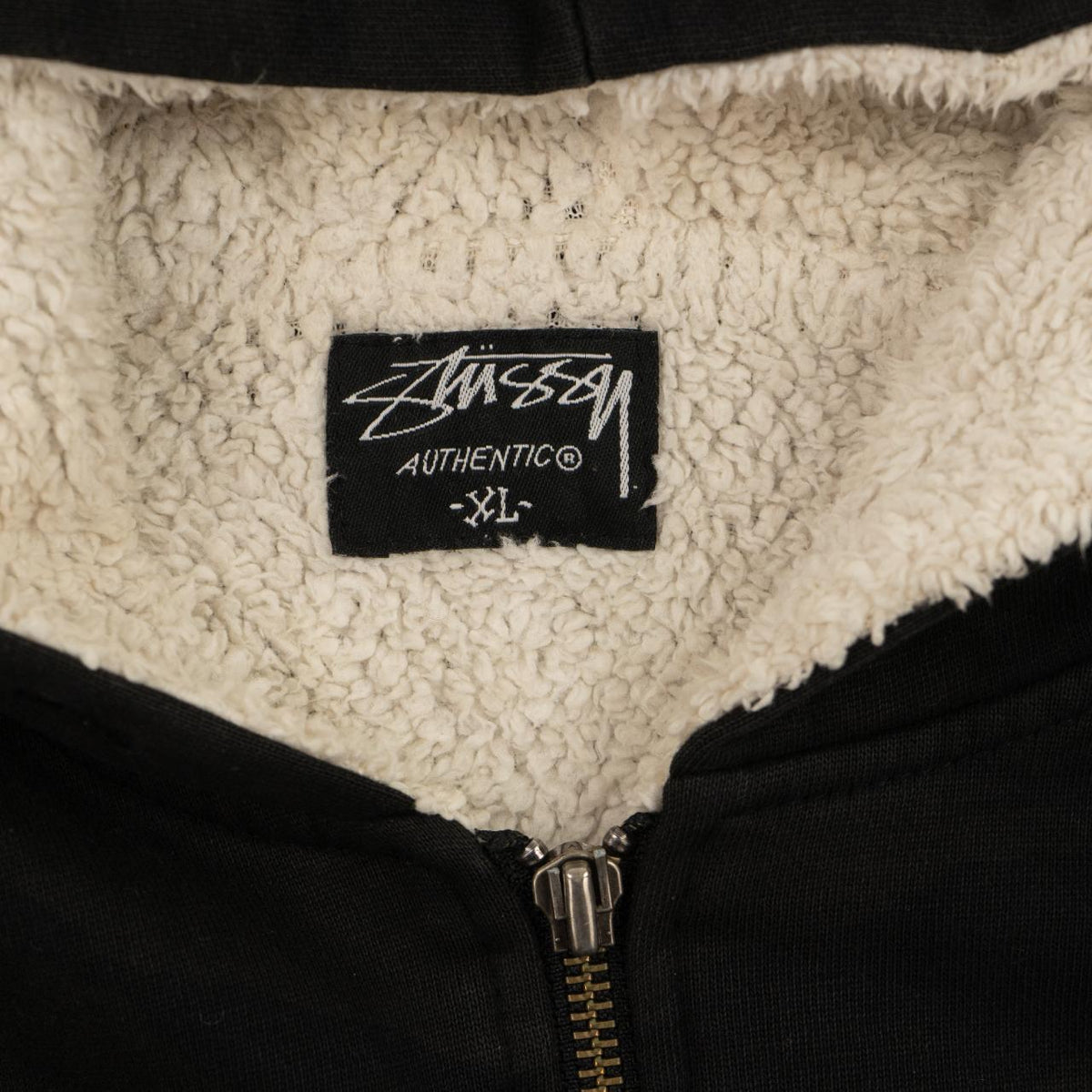 Vintage Stussy Fleece Lined Camo Zip Hoodie Size L