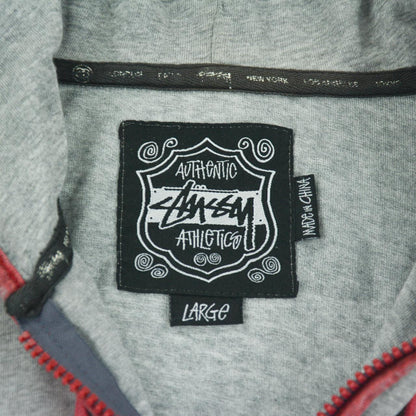 Vintage Stussy Striped Zip Up Hoodie Size L