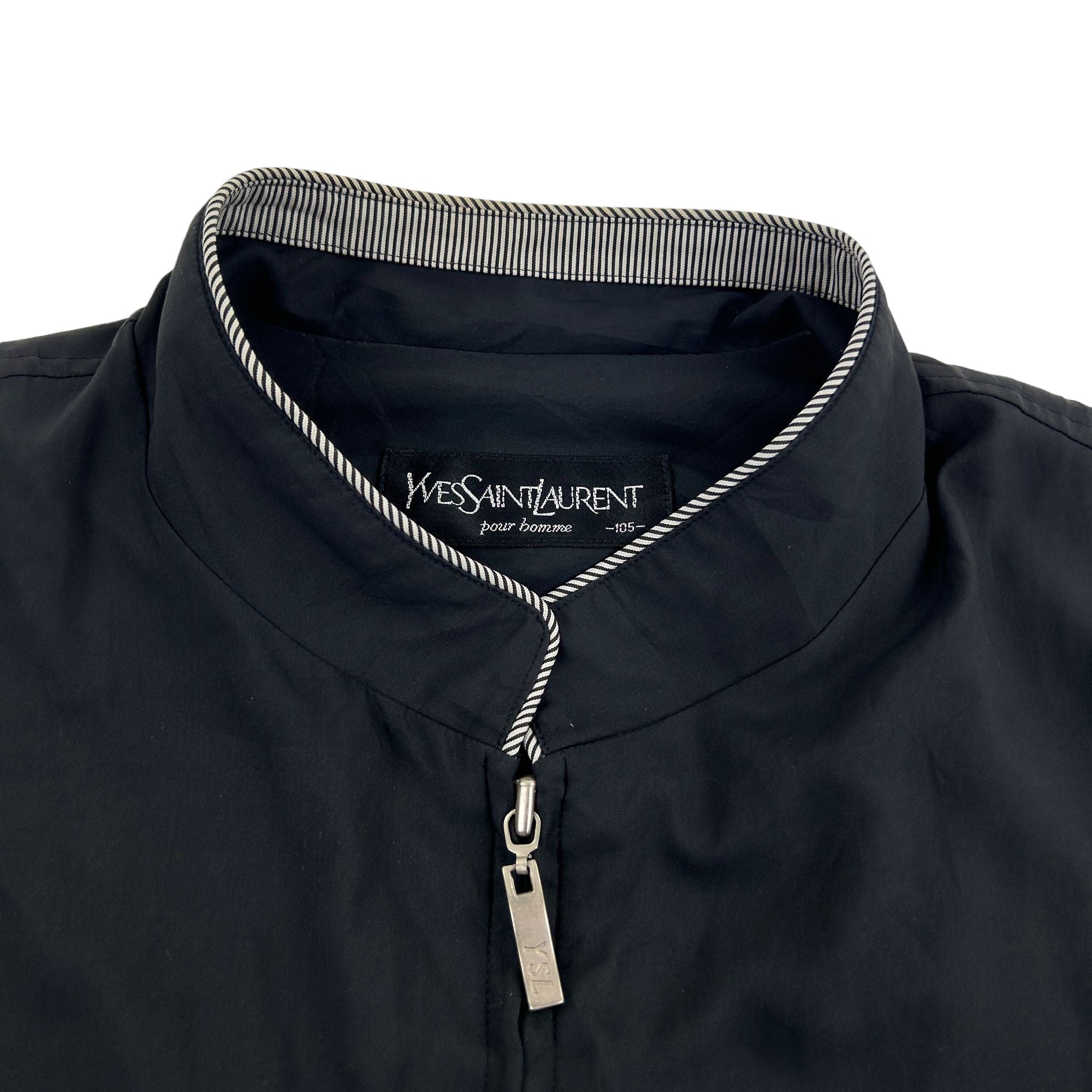 Vintage Yves Saint Laurent Navy Striped Jacket Outerwear M Cotton 