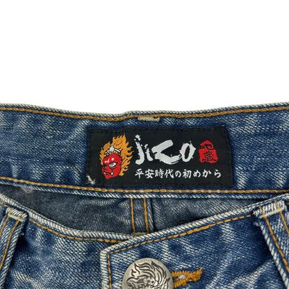 Vintage Monster Jizo Japanese Embroidered Denim Jeans Size W31