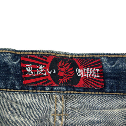 Vintage Oniarai Japanese Embroidered Denim Jeans Size W32