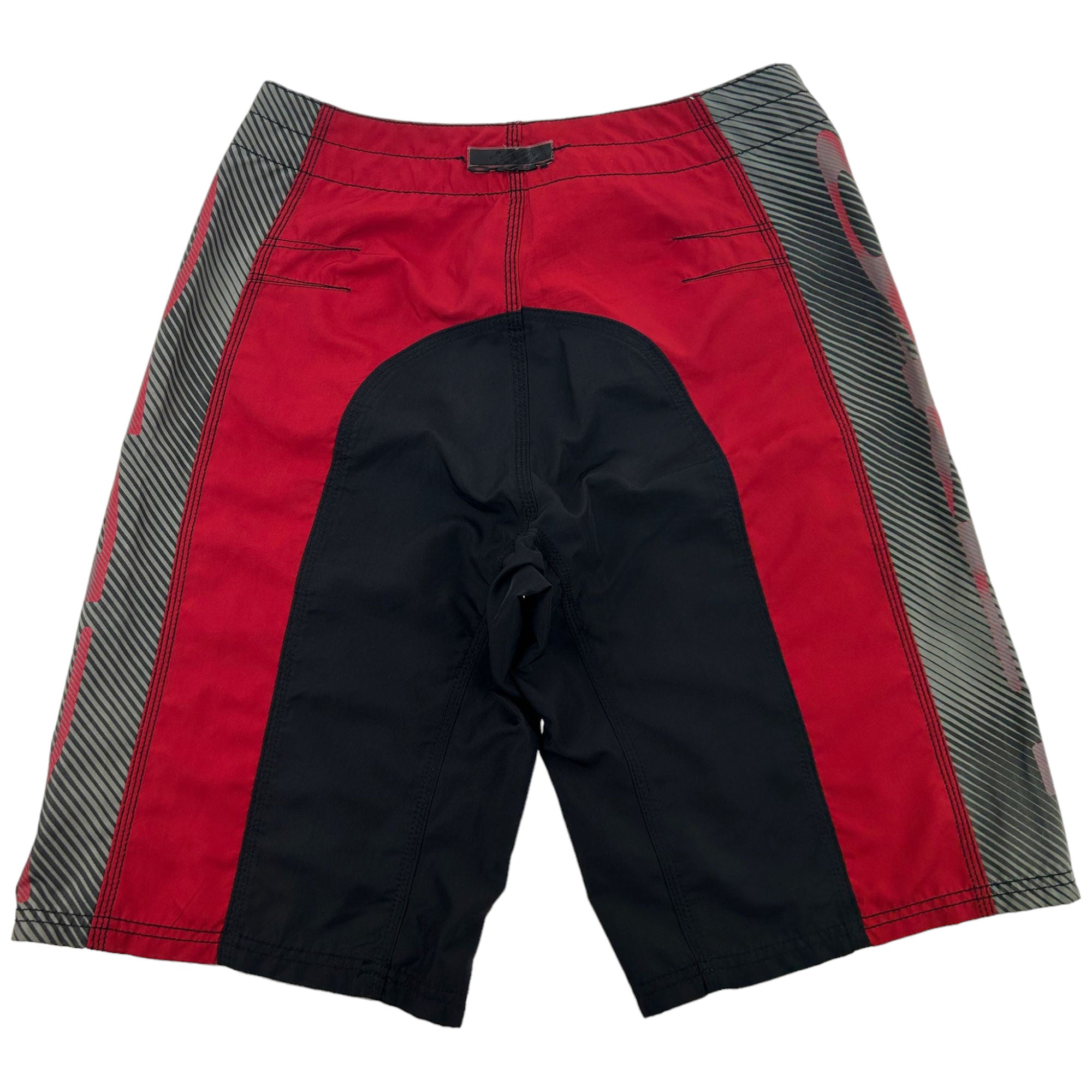 Oakley Striped Board Shorts Grey / Red Cotton W32 Y2K Sportswear