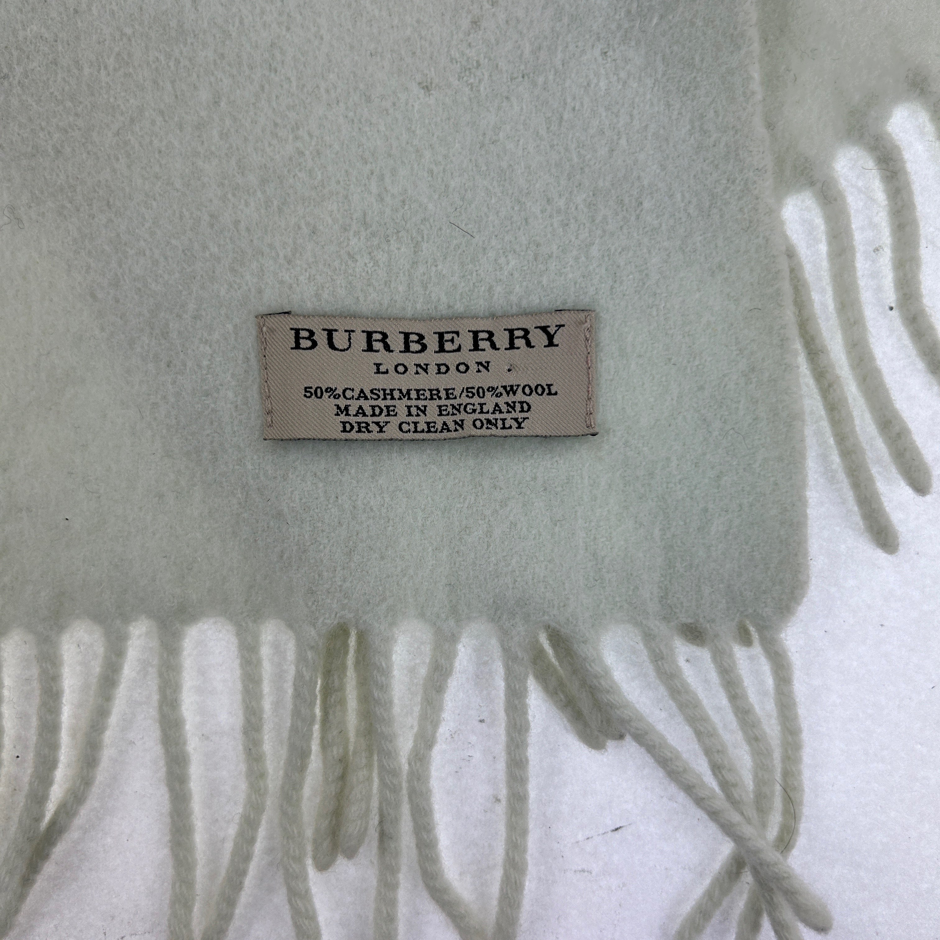 Vintage Burberry London Green Fringe Scarf Cashmere Wool Y2K Streetwear Second Wave Vintage second wave vintage store