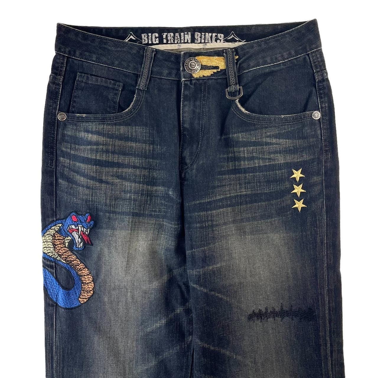 Snake hot sale embroidered jeans