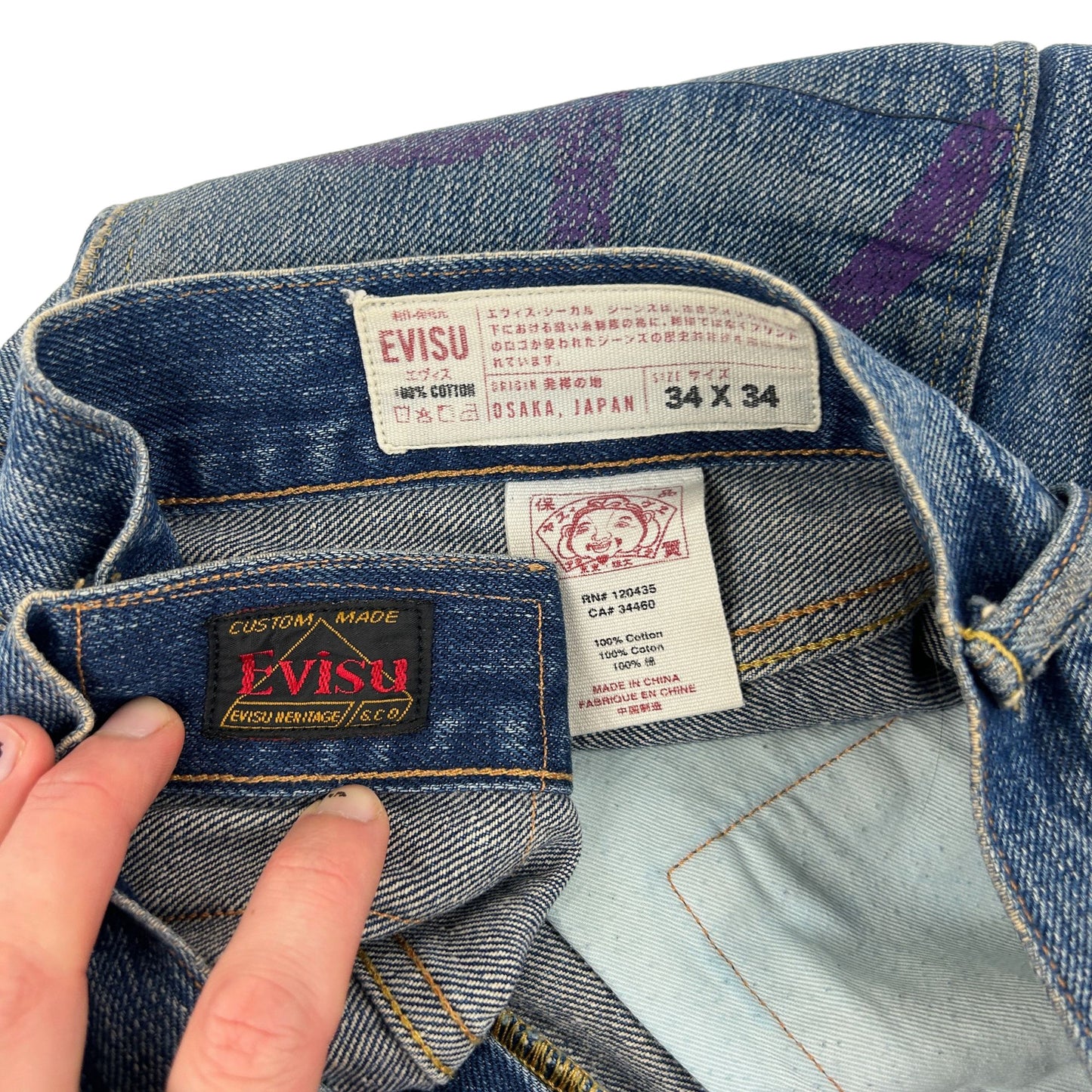 Vintage Evisu Painted Denim Jeans Size W34