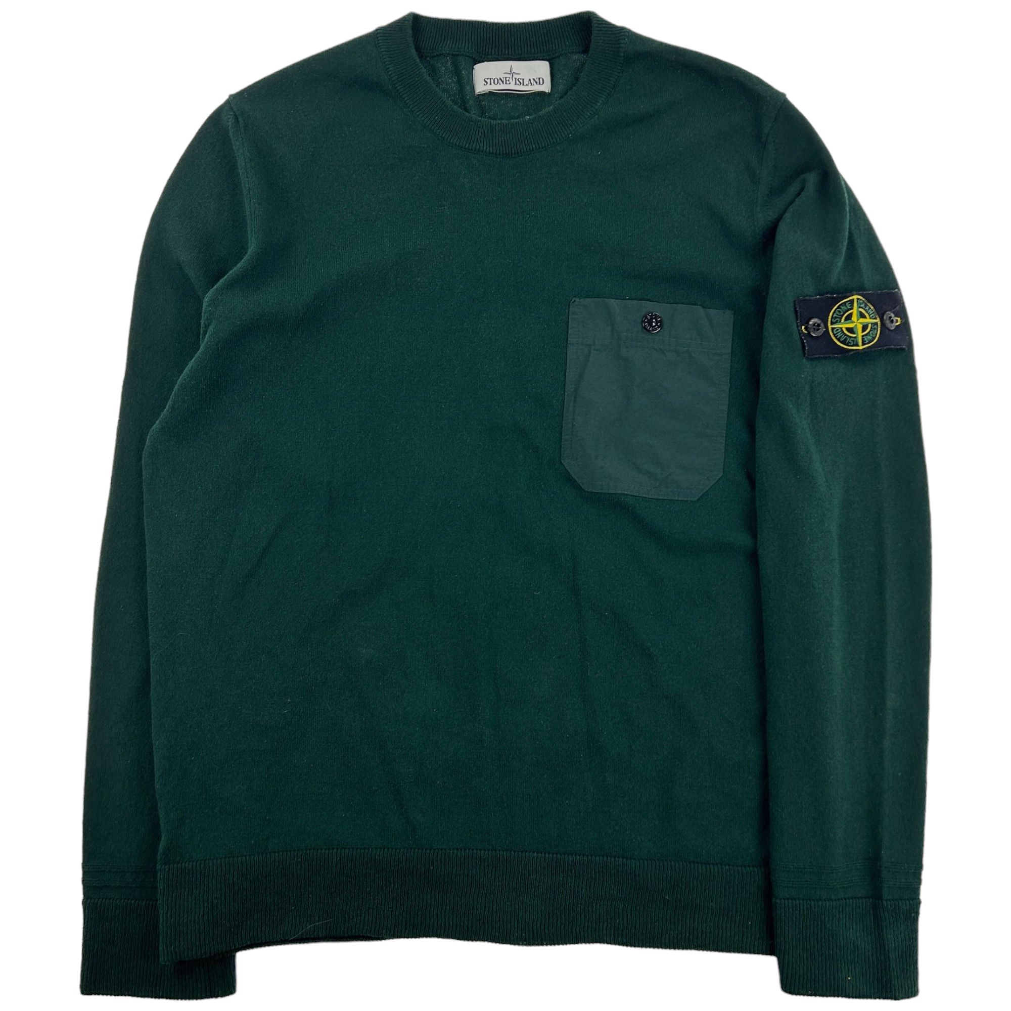 Vintage Stone Island Green Logo Knitted Jumper Cotton 00s