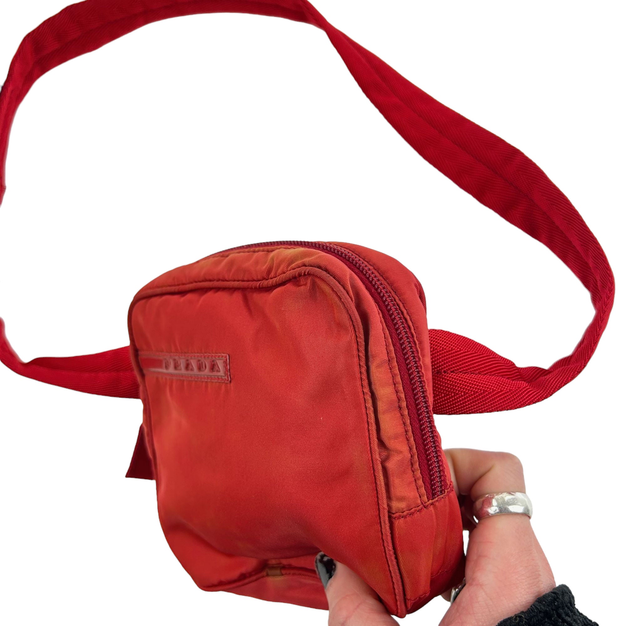 Vintage Prada Sport Cross Body Bag Red Mini Designer Fashion