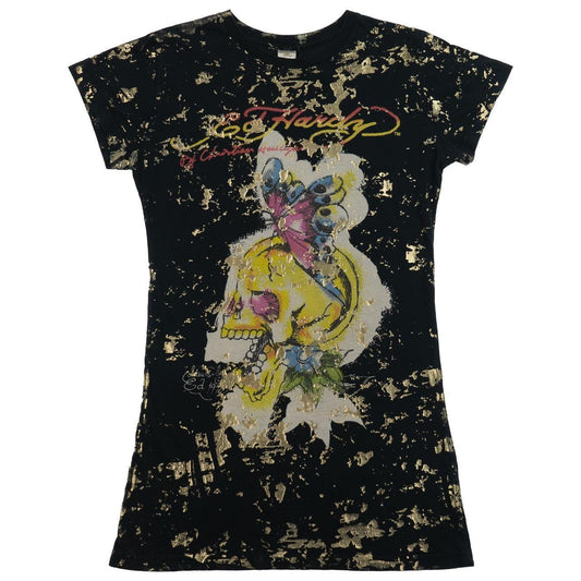 Vintage Ed Hardy Gold Flake T Shirt Womens Size M